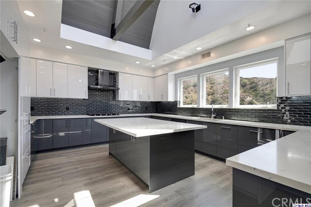 contemporary island kitchen in Glendale